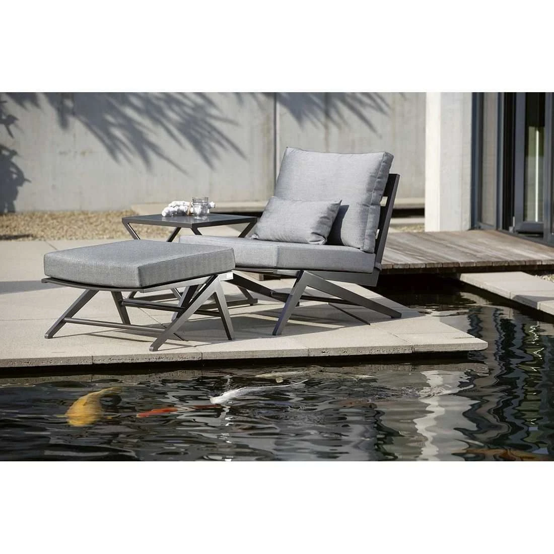 Stern Jackie Loungehocker Aluminium Inklusive Kissen Anthrazit/Seidengrau - Image 2