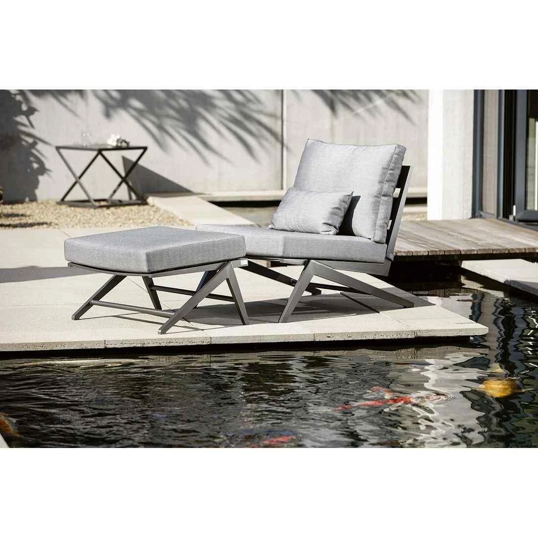 Stern Jackie Loungehocker Aluminium Inklusive Kissen Anthrazit/Seidengrau - Image 3