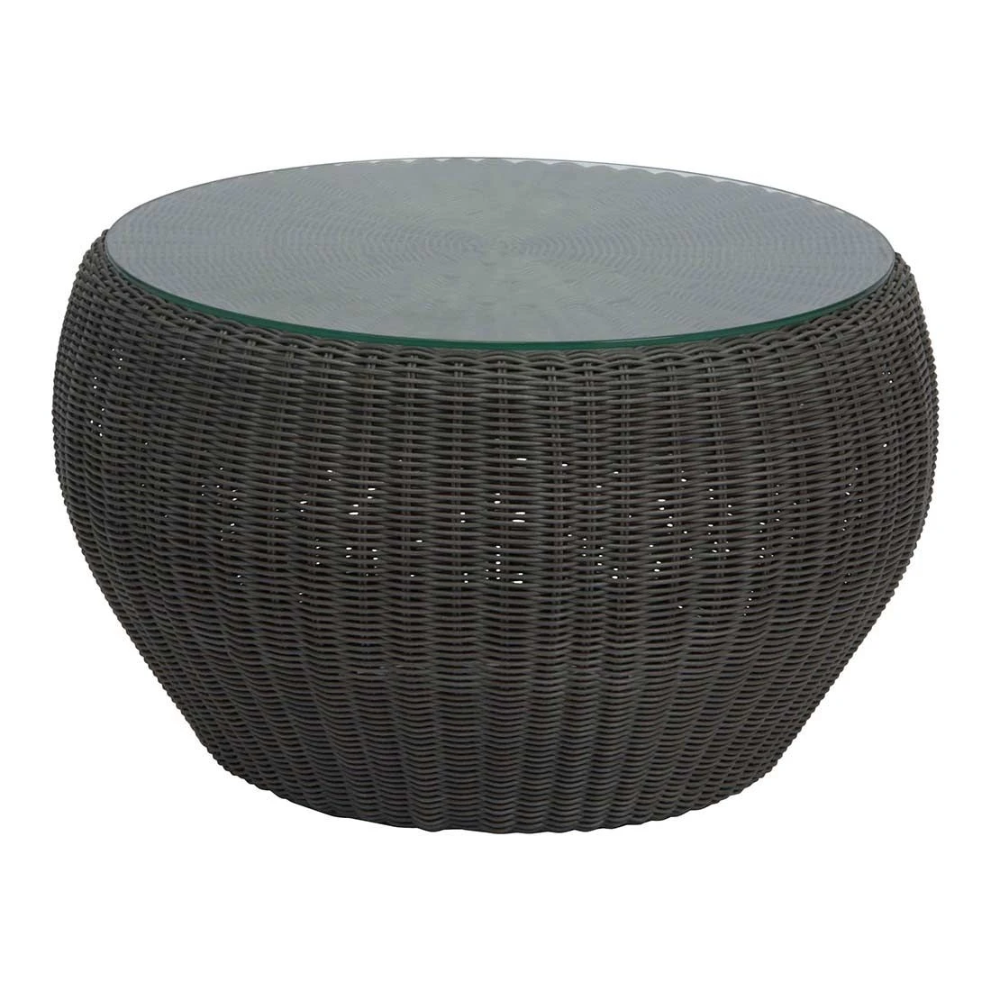 Stern Anny Loungetisch Geflecht/Glas 54x32 Cm Basaltgrau/Seidengrau