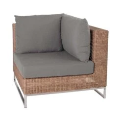 Stern Fontana Eck-/Endmodul Edelstahl/Geflecht Zimt/Rehbraun