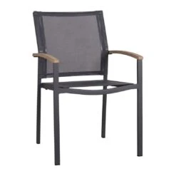 Zebra Alex Stapelsessel Aluminium/Batyline® Teakarmlehnen Graphit/Ebony