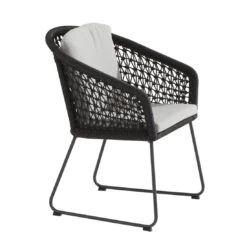 4Seasons Mila Gartensessel Edelstahl/Rope Anthrazit/Hellgrau