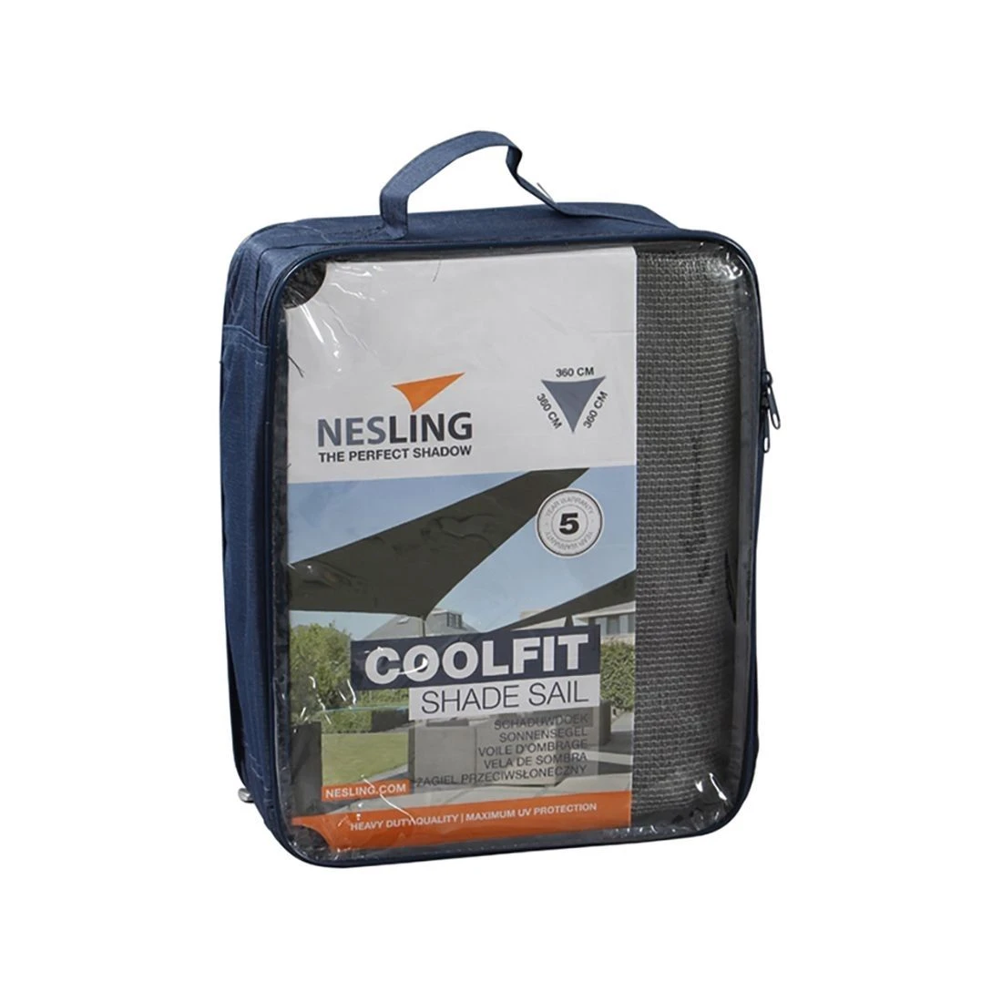 Nesling Coolfit Sonnensegel 3-Eck 360x360 Cm HDPE Grau