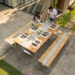 Zebra Unyx Gartenmöbelset 3-teilig Mit Gartentisch 220x100cm Teak Recycelt