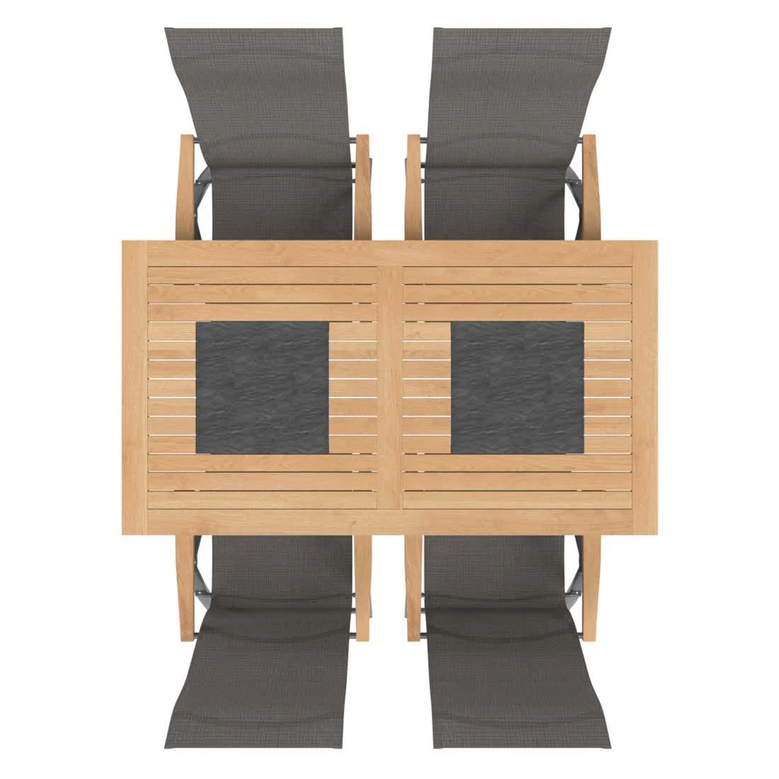 OUTLIV. Davos Gartenmöbelset 5-teilig Klappsessel Mit Linz Tisch 160x88 Cm Anthrazit/Grau â Bild 2