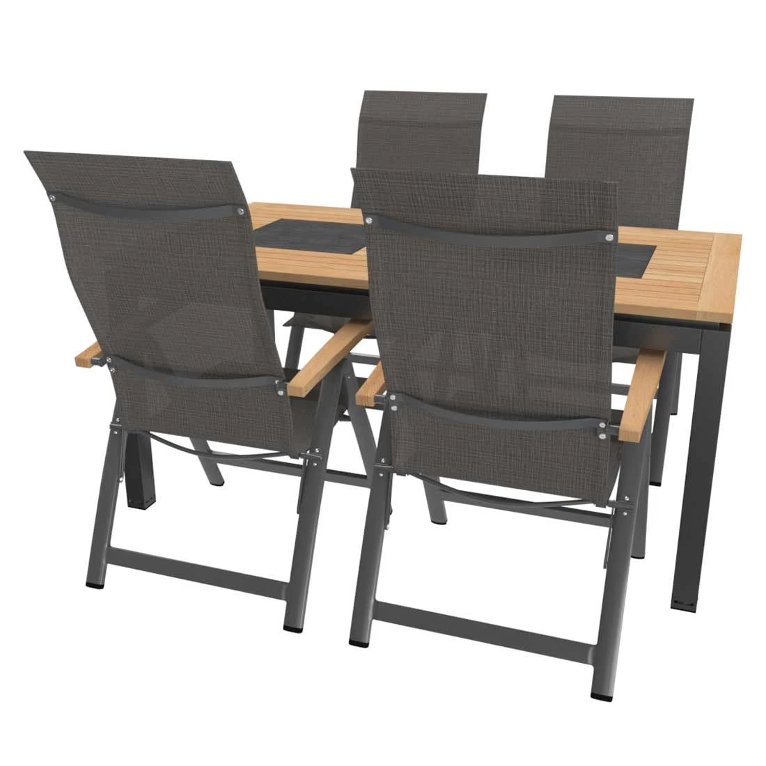 OUTLIV. Davos Gartenmöbelset 5-teilig Klappsessel Mit Linz Tisch 160x88 Cm Anthrazit/Grau â Bild 3