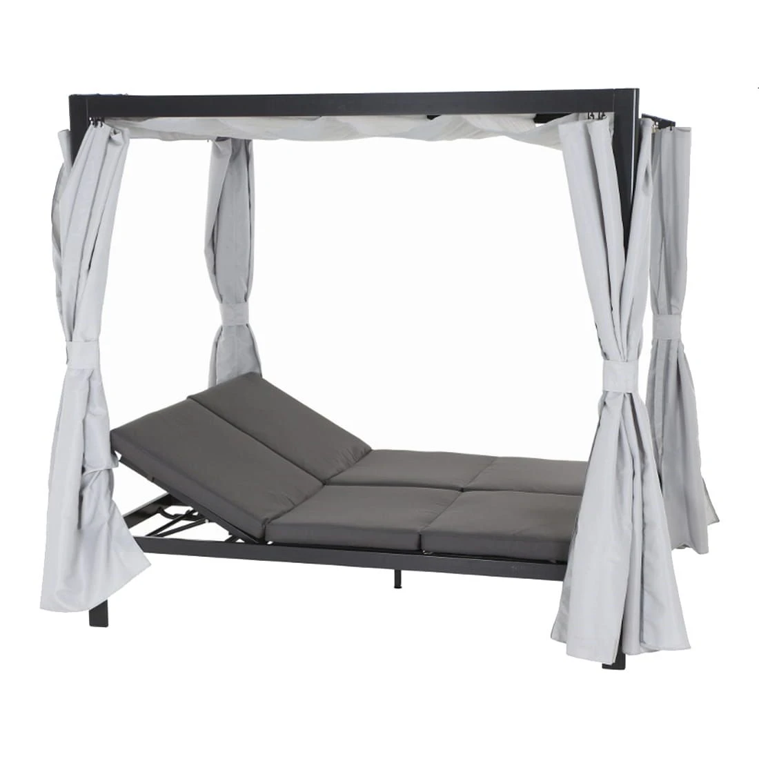 Siena Garden Waikiki Loungebett Inkl. Dach Aluminium/Textil Anthrazit/Hellgrau