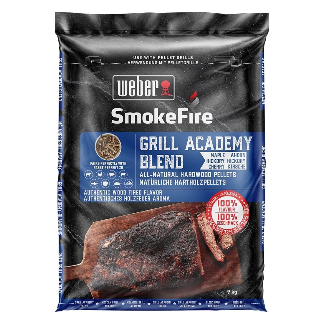 Weber SmokeFire 100 % Natürliche Holzpellets Grillacademie 9kg Schwarz