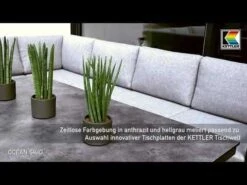 Kettler Ocean Skid Modular Endteil Aluminium/Olefin Mit Teak-Leiste Anthrazit/Hellgrau Meliert