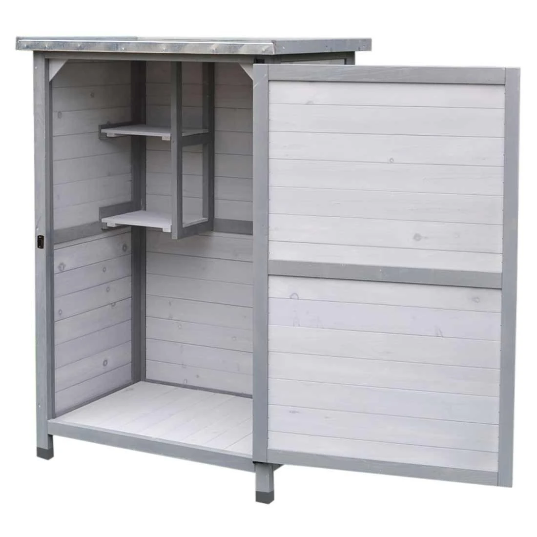 Habau Gartenschrank Flachdach Mit Zinkblech 76x56x114 Cm – Bild 2