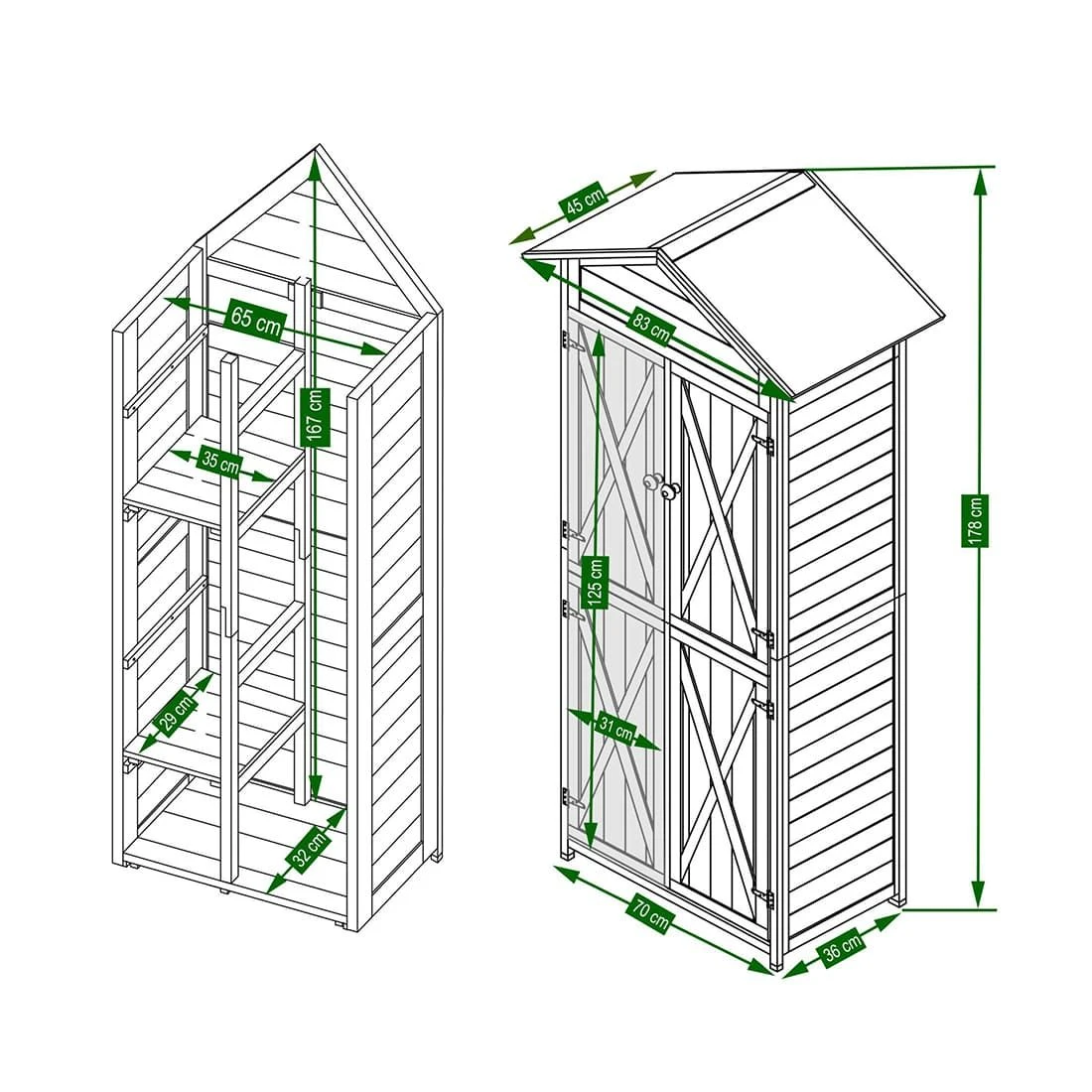 Habau Lena Gartenschrank 84x45x178 Cm – Bild 4