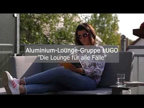 Sieger Lugo Gartensofa Aluminium/Sunproof Eisengrau/Hellblau