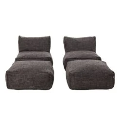 ROOLF Living Loungesesselset Inkl. Hocker Anthrazit