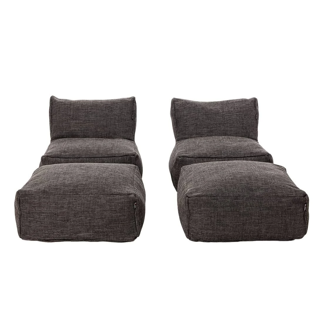 ROOLF Living Loungesesselset Inkl. Hocker Anthrazit