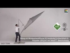 Kettler Easy Turn Ampelschirm Ø330cm Aluminium/Polyester Silber/Hellgrau Meliert