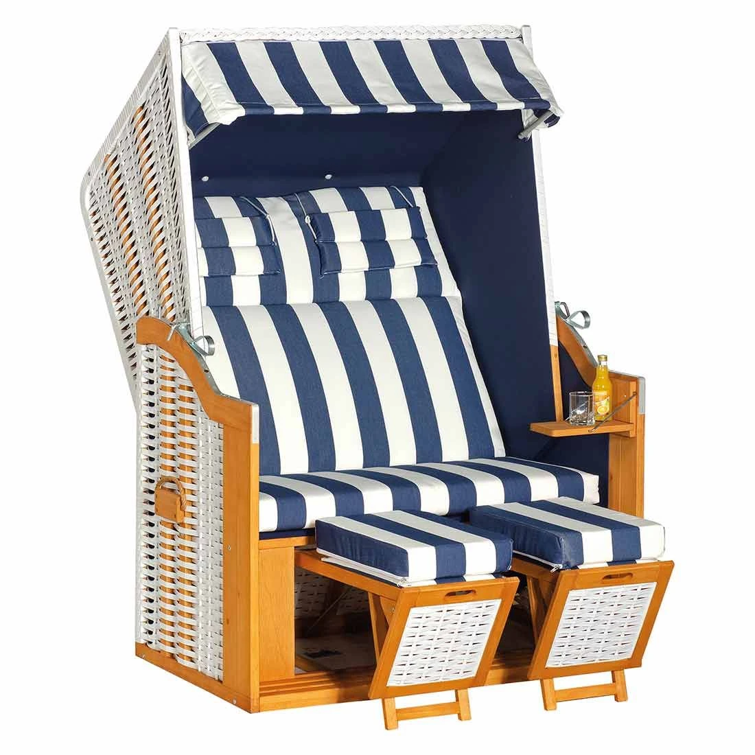 Sunny Smart Rustikal 34 Z Strandkorb Pinie/Geflecht Weiß/Blau