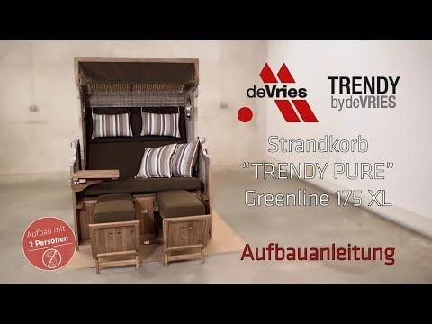 DeVries Pure Greenline 175XL Strandkorb Geflecht/Akazie Ice Flower