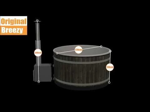 KIRAMI Original Breezy M Badefass-Set Hot Tub Ă170cm Dark Walnut/Light Grey â Bild 2