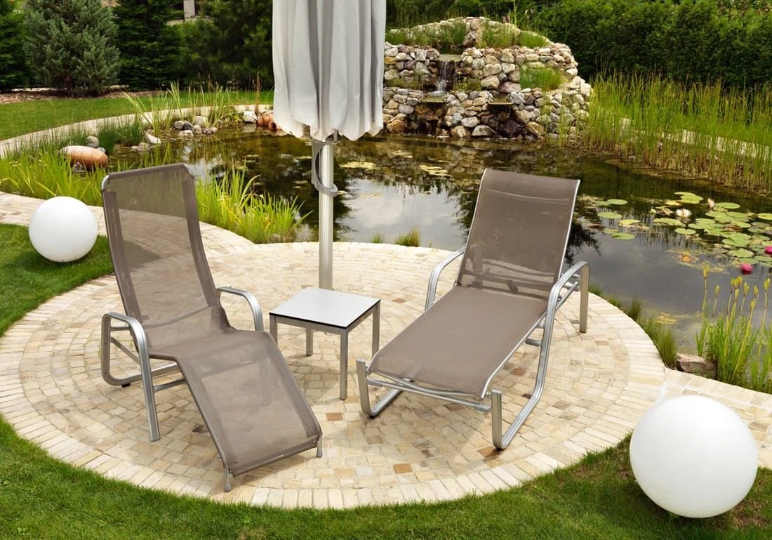 Karasek Florida Gesundliege Aluminium/Textilene Champagner/Taupe – Bild 2