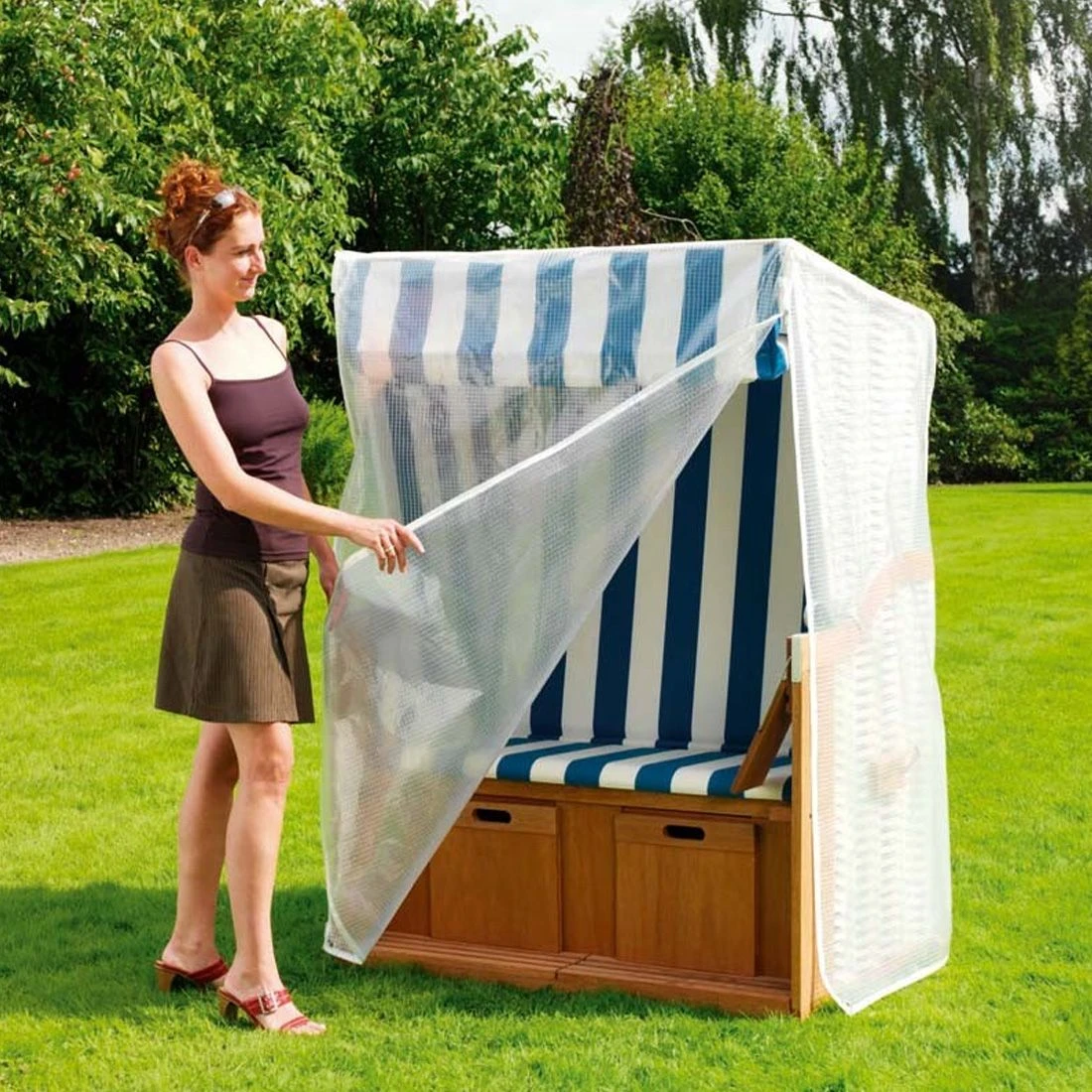 Heinemeyer Schutzhülle Für Strandkorb 140x100x168/137cm, Gitterfolie Transparent