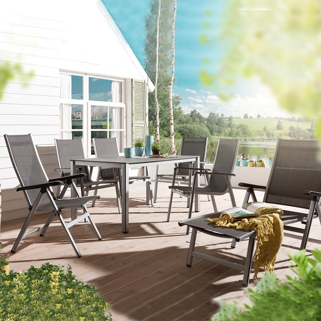 MWH Elements Klappliege Aluminium/Textilene Silber/Anthrazit - Image 2