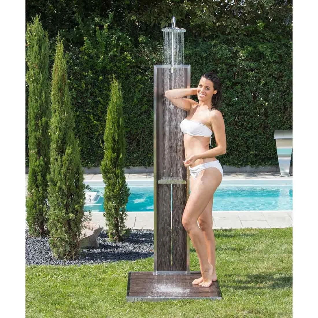 Ideal Bahama Gartendusche Kaltwasser Edelstahl/Kunstholz Silber/Braun - Image 2