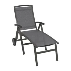 Sieger Trento Gartenliege Klappbar Aluminium/Textilene Eisengrau/Silbergrau