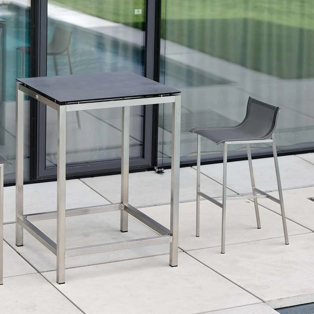 Stern Barny Garten-Barstuhl Edelstahl/Textilene Edelstahl/Silbergrau – Bild 2