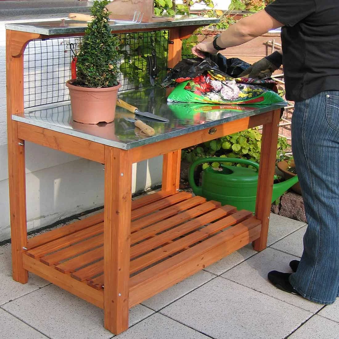 Habau Gartentisch/Pflanztisch 101x55 Cm Mit Verzinkter Arbeitsplatte Braun - Image 2