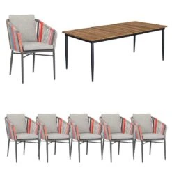 Acamp Manhattan Gartenmöbelset 7-tlg. Mit Tisch 220x100 Cm Anthrazit/Charcoal