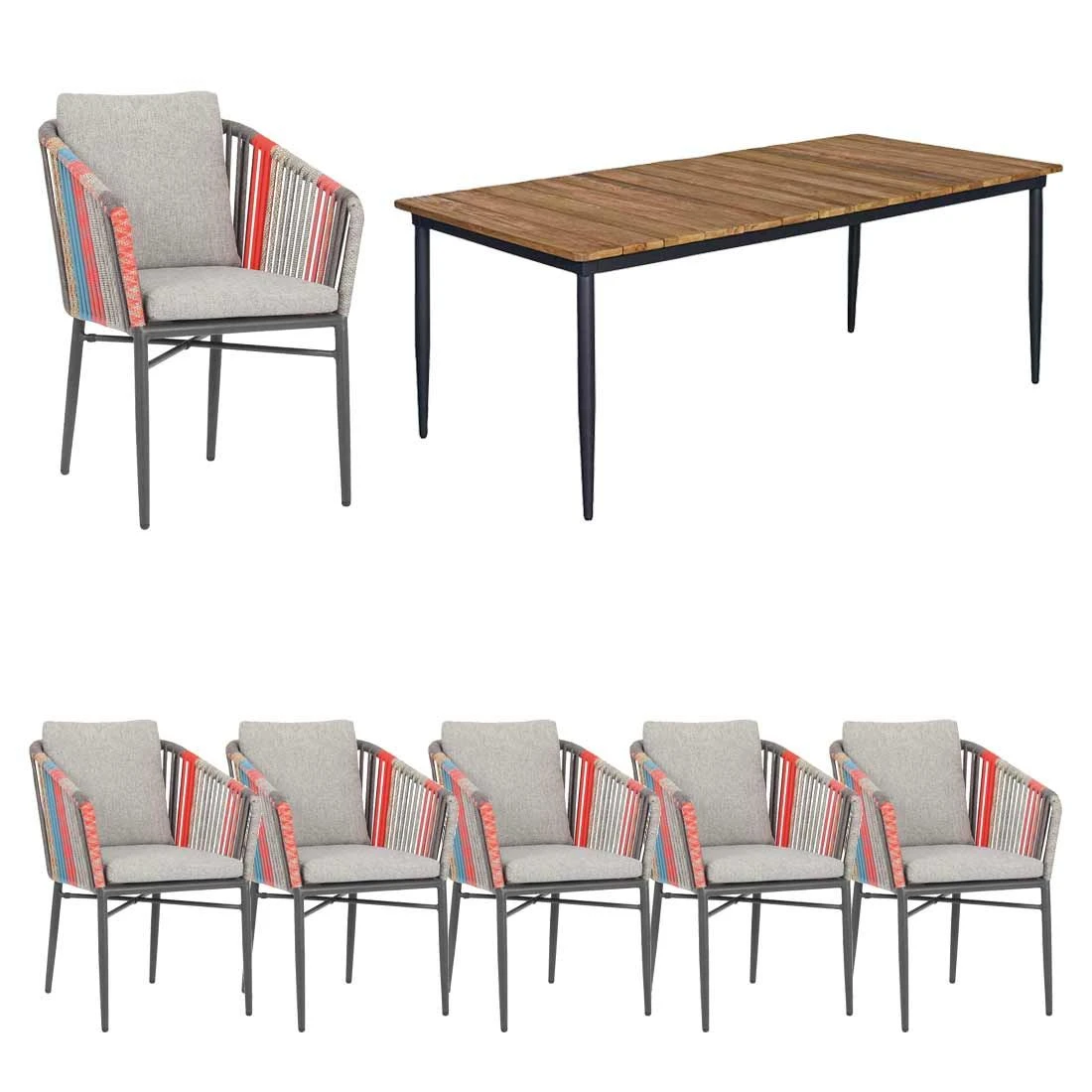 Acamp Manhattan Gartenmöbelset 7-tlg. Mit Tisch 220x100 Cm Anthrazit/Charcoal