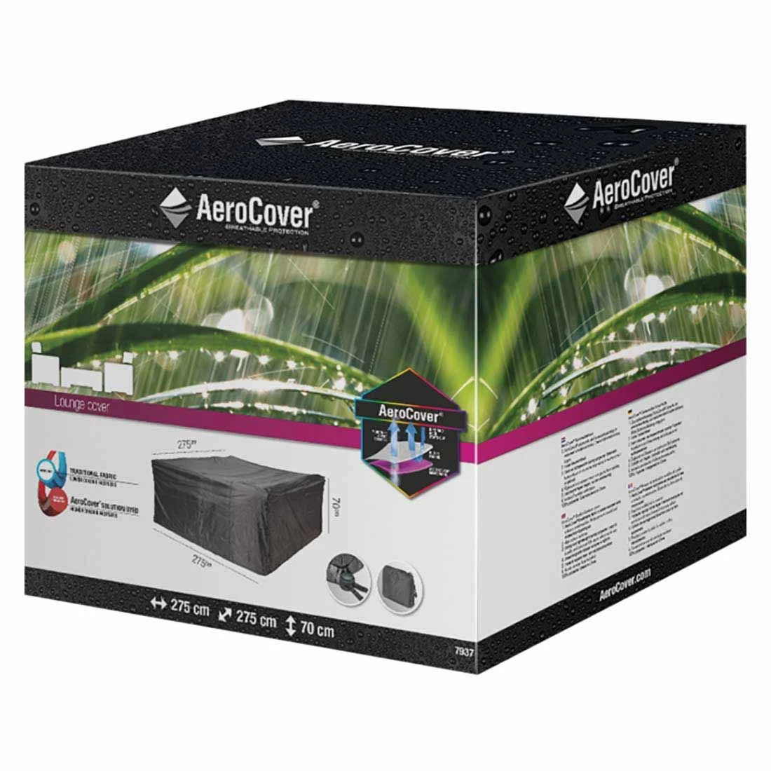 AeroCover Gartenmöbel-Set Schutzhülle 275x275x70cm Polyester Uni Anthrazit - Image 3