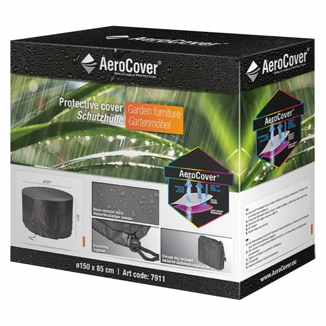 AeroCover Gartenmöbel-Set Schutzhülle Ø150x85cm Polyester Uni Anthrazit - Image 3