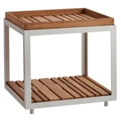 Cane-Line Level Beistelltisch 48x48cm Aluminium/Teak White/Natur