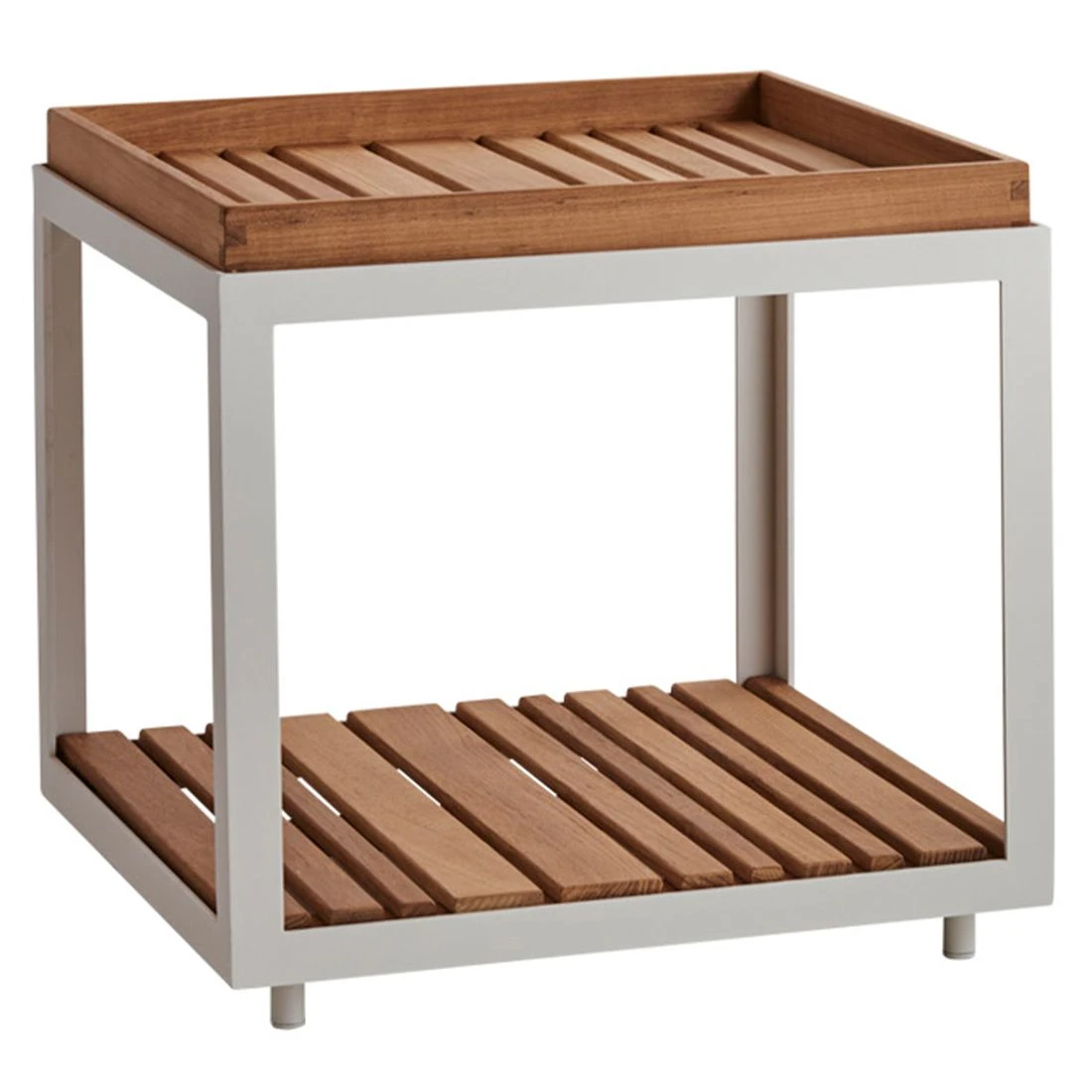 Cane-Line Level Beistelltisch 48x48cm Aluminium/Teak White/Natur