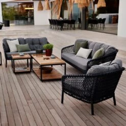 Cane-Line Ocean Loungeset 5-tlg. Mit Tischen Aluminium/Teak Dark Grey/Natur