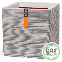 Capi Nature Rib Pflanztopf 50x50x50cm Kunststoff Elfenbein