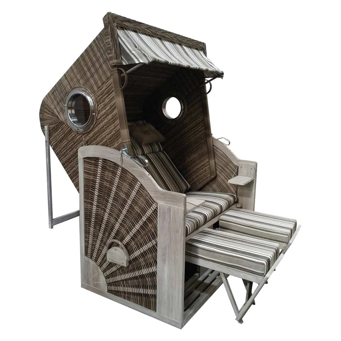 DeVries Pure Cliff XL SUN Strandkorb Geflecht/Pinienholz 455 Ice Flower – Bild 2