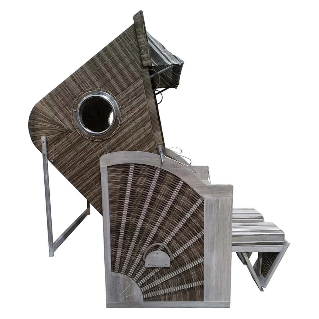 DeVries Pure Cliff XL SUN Strandkorb Geflecht/Pinienholz 455 Ice Flower – Bild 3