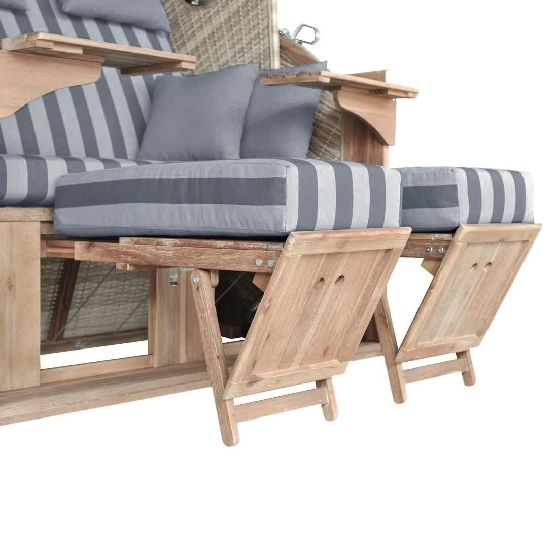 DeVries Pure Greenline 135XL Strandkorb Geflecht/Akazie Des.755 Ice Flower - Image 5