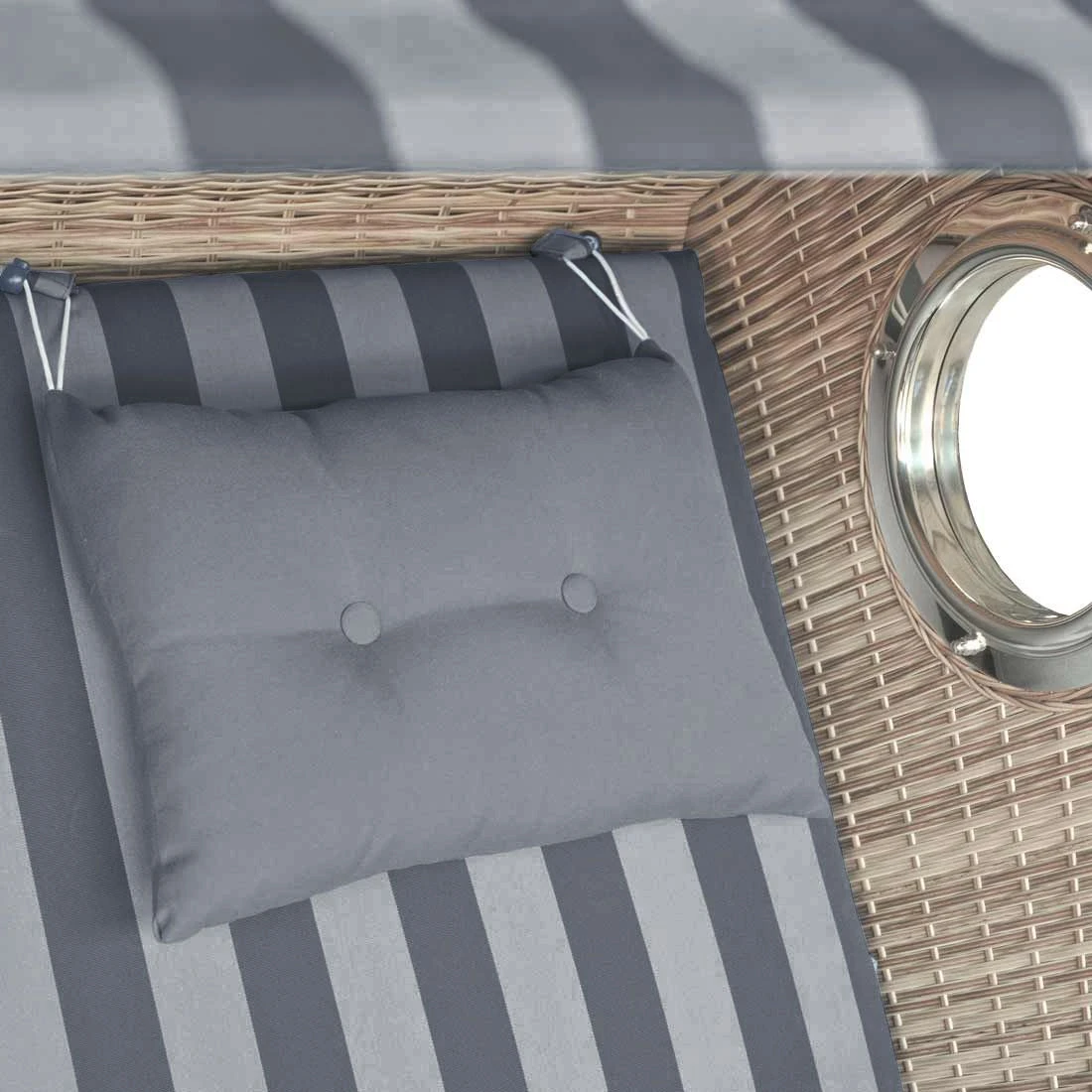 DeVries Pure Greenline 135XL Strandkorb Geflecht/Akazie Des.755 Ice Flower - Image 6