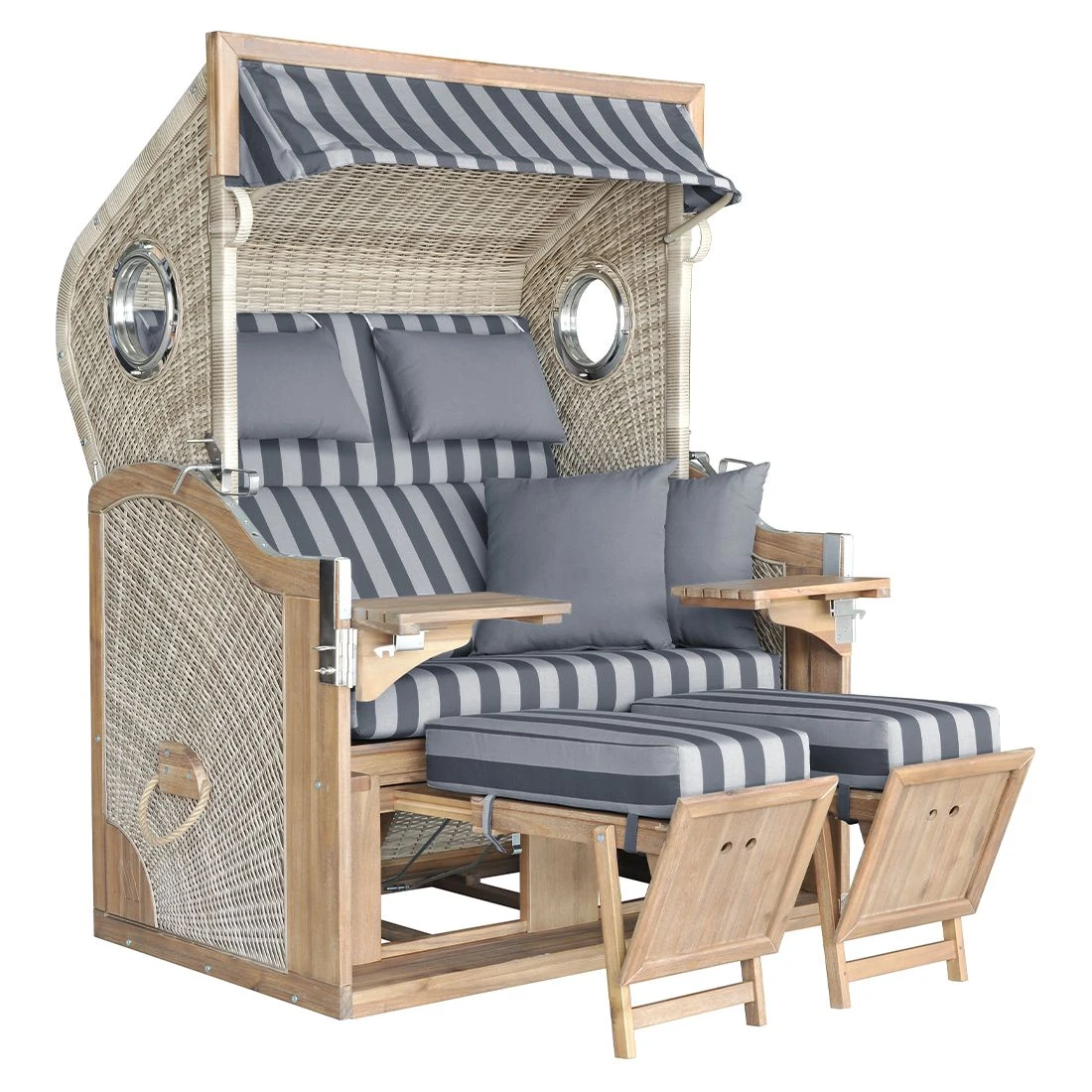 DeVries Pure Greenline 175XL Strandkorb Geflecht/Akazie Ice Flower - Image 2