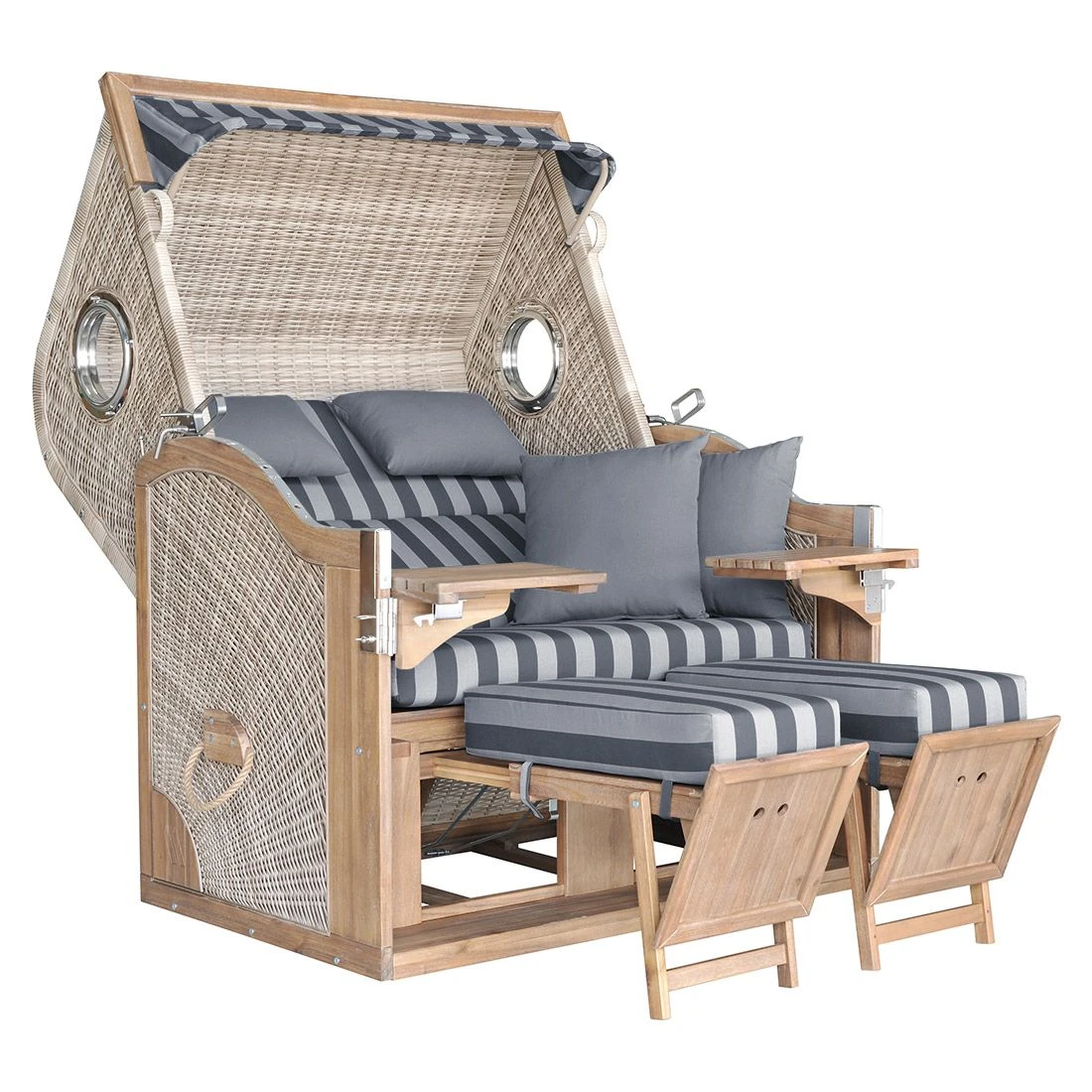 DeVries Pure Greenline 175XL Strandkorb Geflecht/Akazie Ice Flower - Image 4