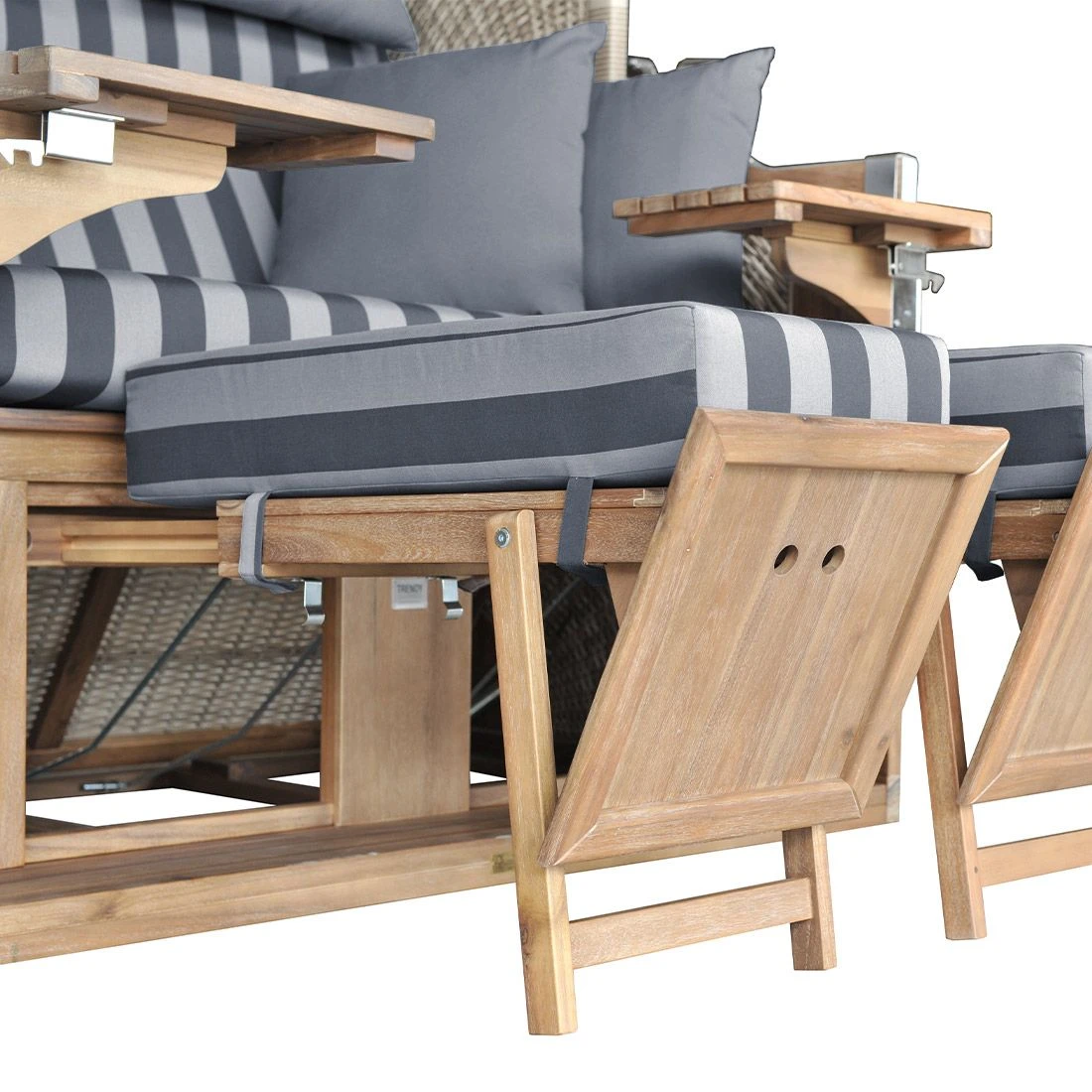 DeVries Pure Greenline 175XL Strandkorb Geflecht/Akazie Ice Flower - Image 6