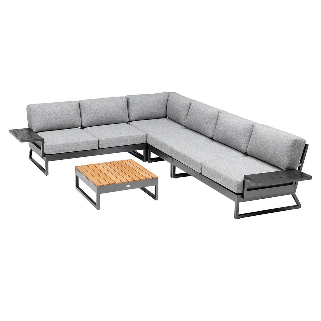 Kettler Ocean Skid Platform Ecklounge 7-tlg. Mit Loungetisch 70x70cm Alu/Olefin Anthrazit/Grau - Image 3