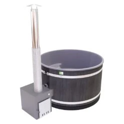 KIRAMI Comfort Steady M Badefass-Set Hot Tub Ø170cm Night Black/Casual Grey