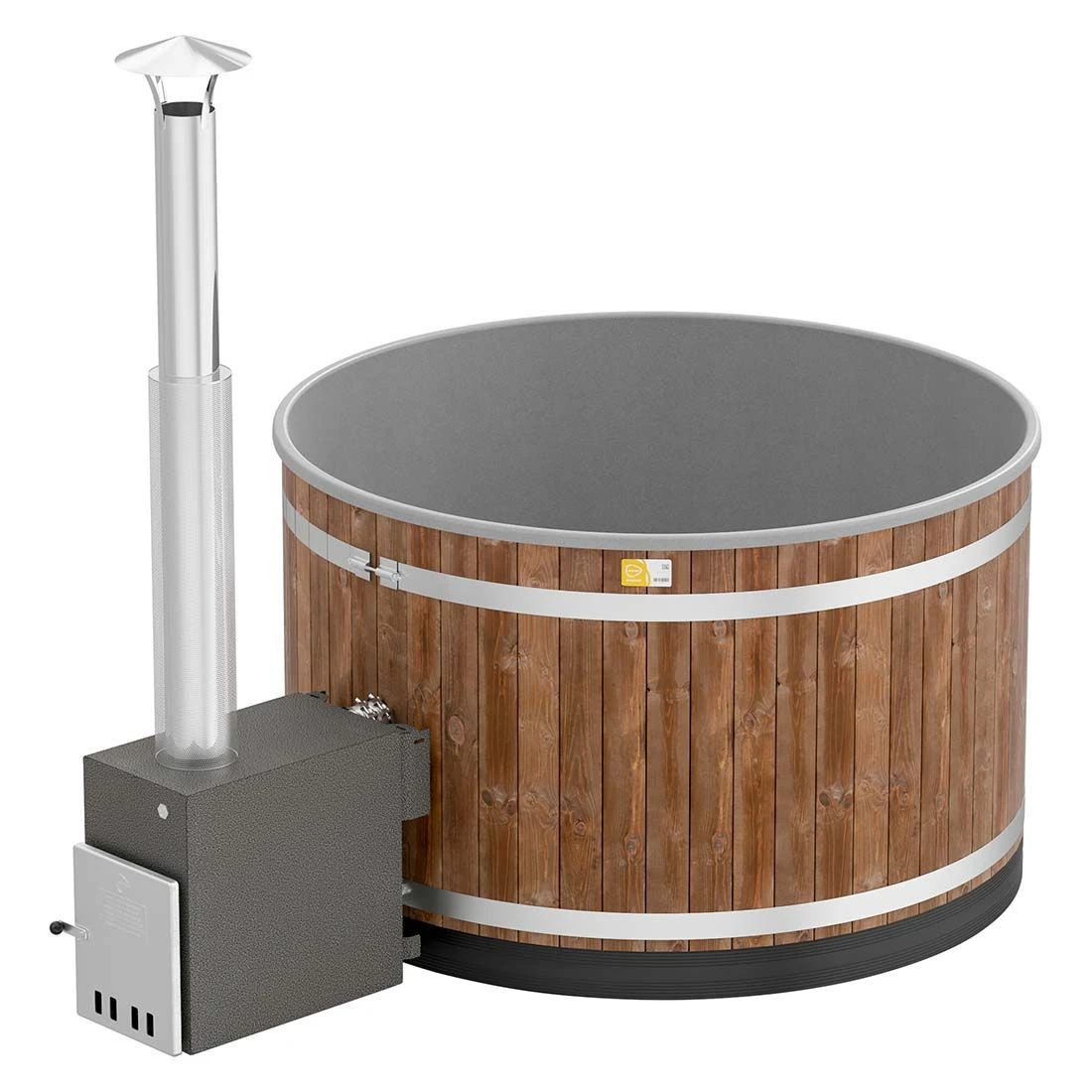 KIRAMI Original Breezy M Badefass-Set Hot Tub Ă170cm Dark Walnut/Light Grey â Bild 5