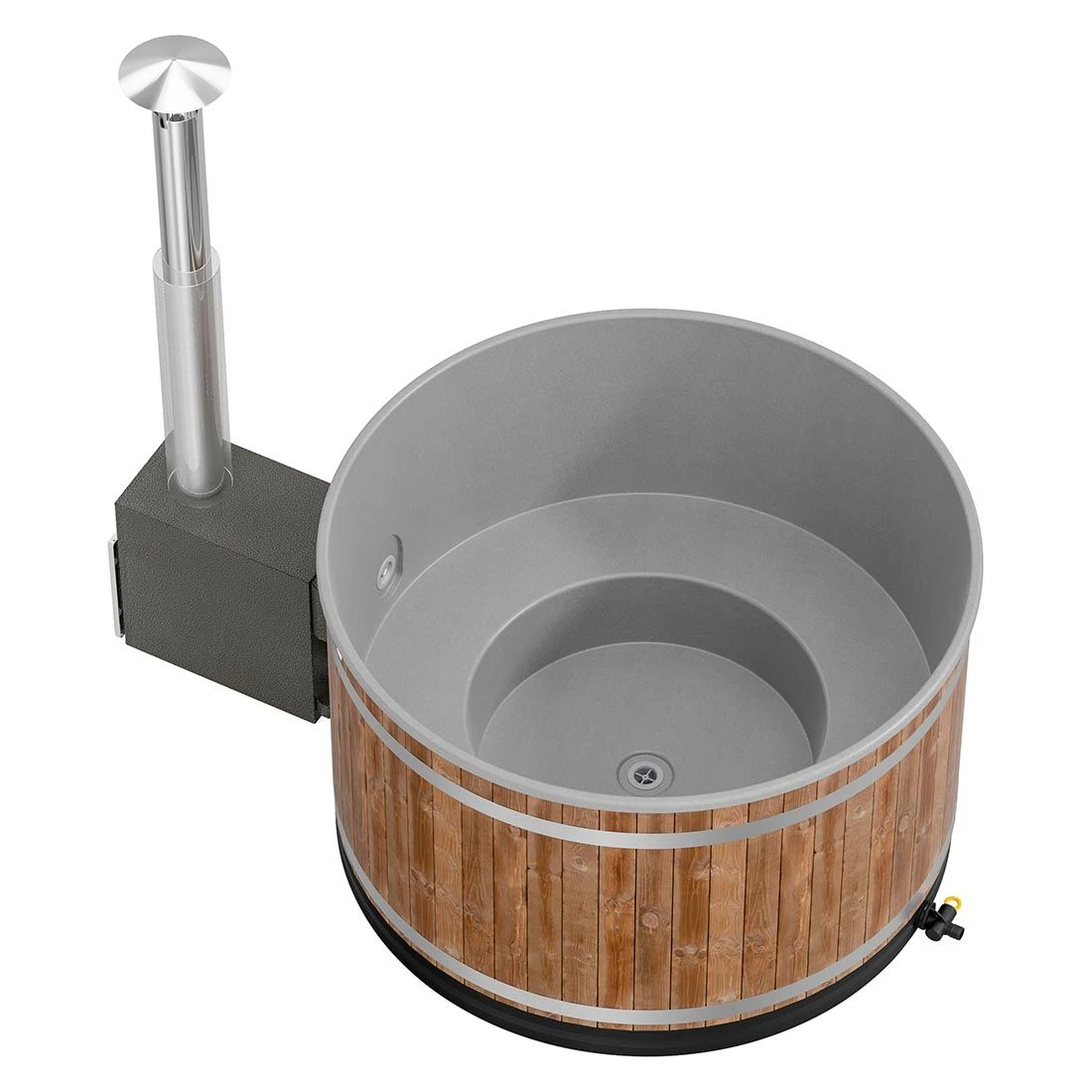 KIRAMI Original Breezy M Badefass-Set Hot Tub Ă170cm Dark Walnut/Light Grey â Bild 6