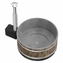 KIRAMI Original Chill M Badefass-Set Hot Tub Ø170cm Coal Black/Grey