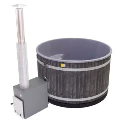 KIRAMI Original Hazy M Badefass-Set Hot Tub Ø170cm Coal Black/Grey